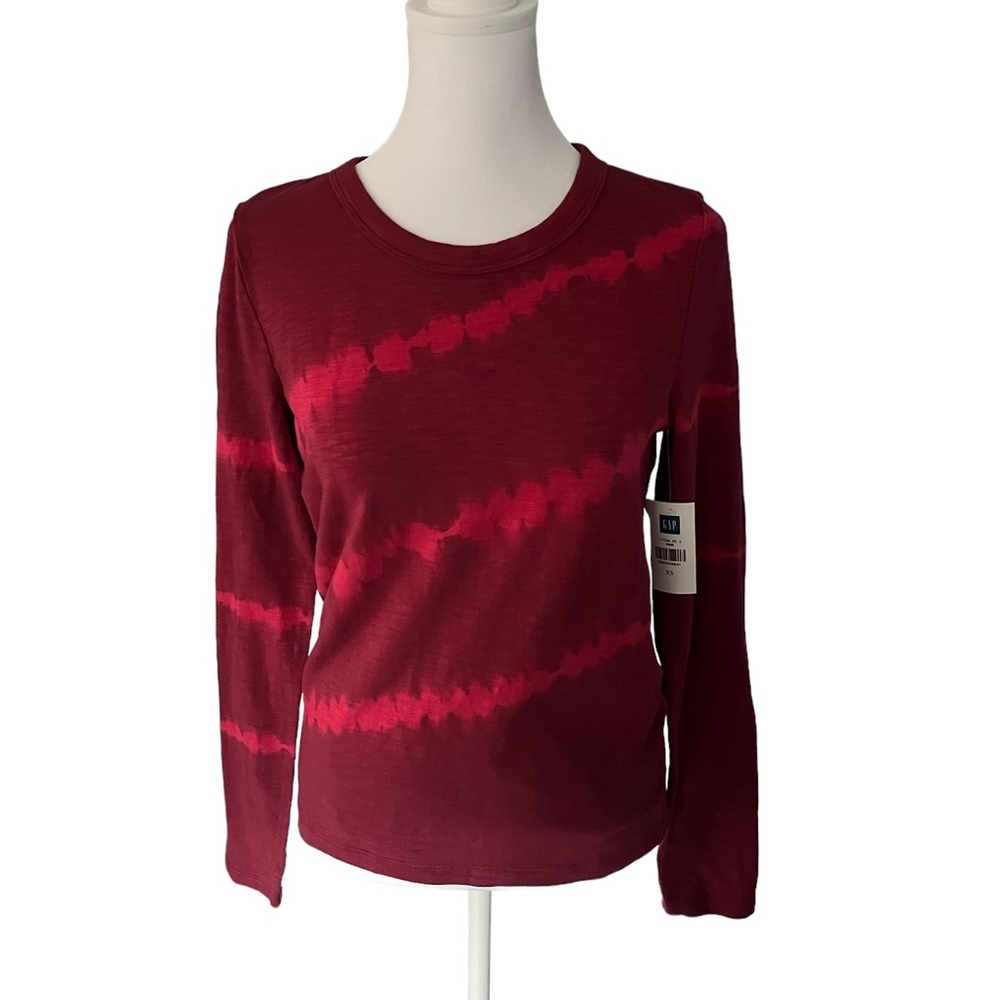 GAP Long Sleeve Red Tye Dye Shirt Size X-Small NEW